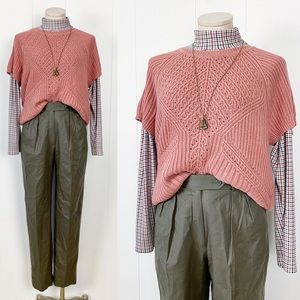 Pink Knit Short Sleeve Sweater Top | Vintage